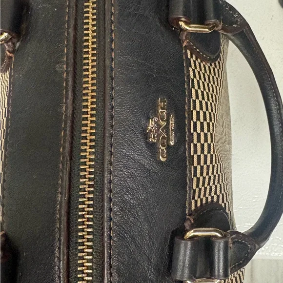 Coach Black and Tan Checkered Satchel - Picture 8 of 9
